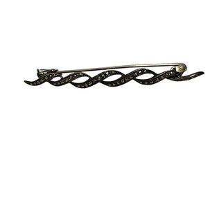 Vintage Judith Jack Sterling silver Marcasite braided helix bar brooch